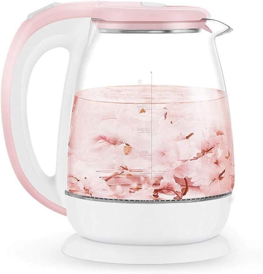 Glazen Waterkoker Elektrische Ketel Snel Water Koken Automatische Uitschakeling 1.8 Liter Roze