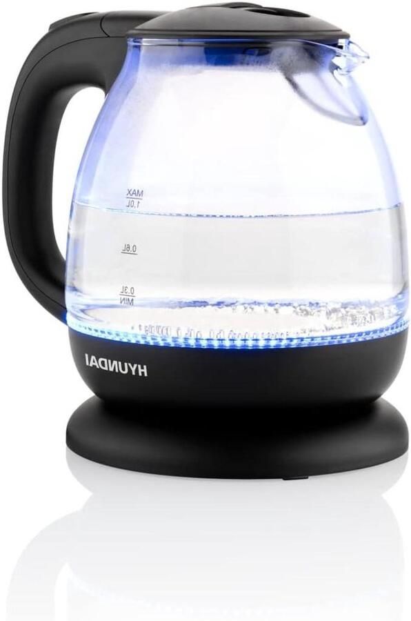 Glazen Waterkoker Elektrische Ketel Snel Water Koken Met LED Verlichting 1 Liter Zwart