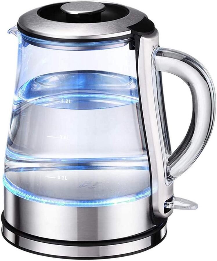 Glazen Waterkoker Elektrische Kettle Snel Water Koken BPA-vrij Snoerloos 2L Transparant