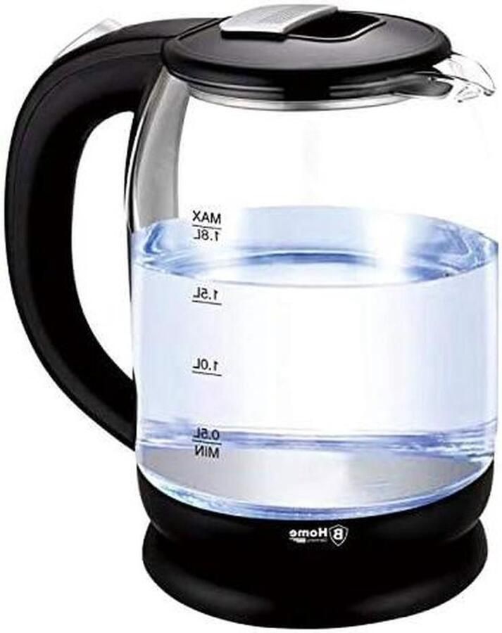 Glazen Waterkoker Elektrische Waterkoker Snel Water Koken Blauw LED Licht 18 Liter Zwart Roestvrij Staal