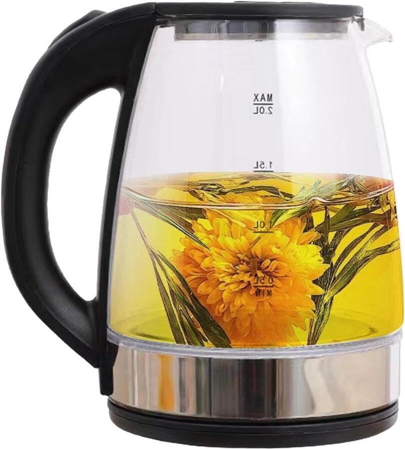Glazen Waterkoker Elektrische Waterkoker Snel Water Koken Stille Werking 2 Liter Transparant