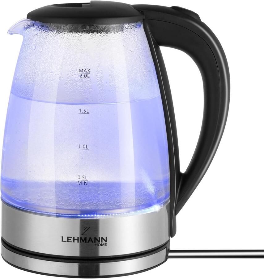 Glazen Waterkoker Glas 2200 W Vermogen 2 Liter Inhoud Voor Gezinnen