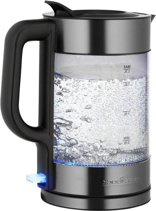 Glazen Waterkoker Koffiezetter Snel Water Koken Verlicht Glas 17 Liter Zwart