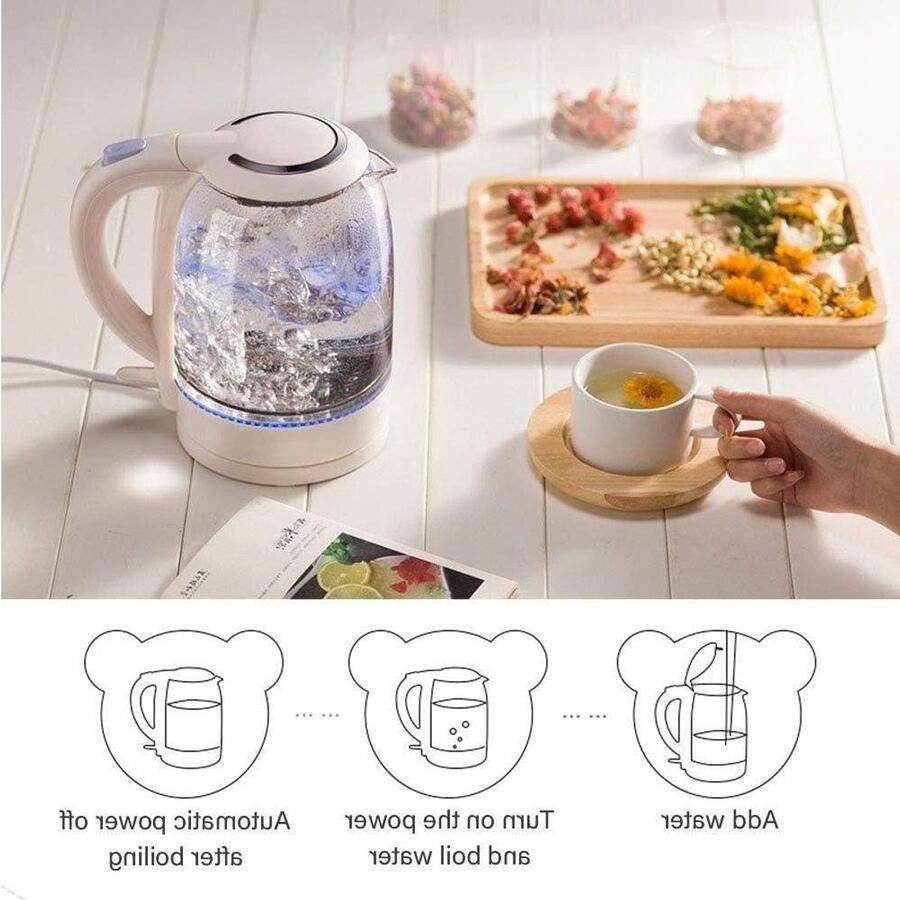 Glazen Waterkoker Kookketel RVS Snel Water Koken Veiligheidsintelligente Thermostaat 17 Liter Geborsteld RVS