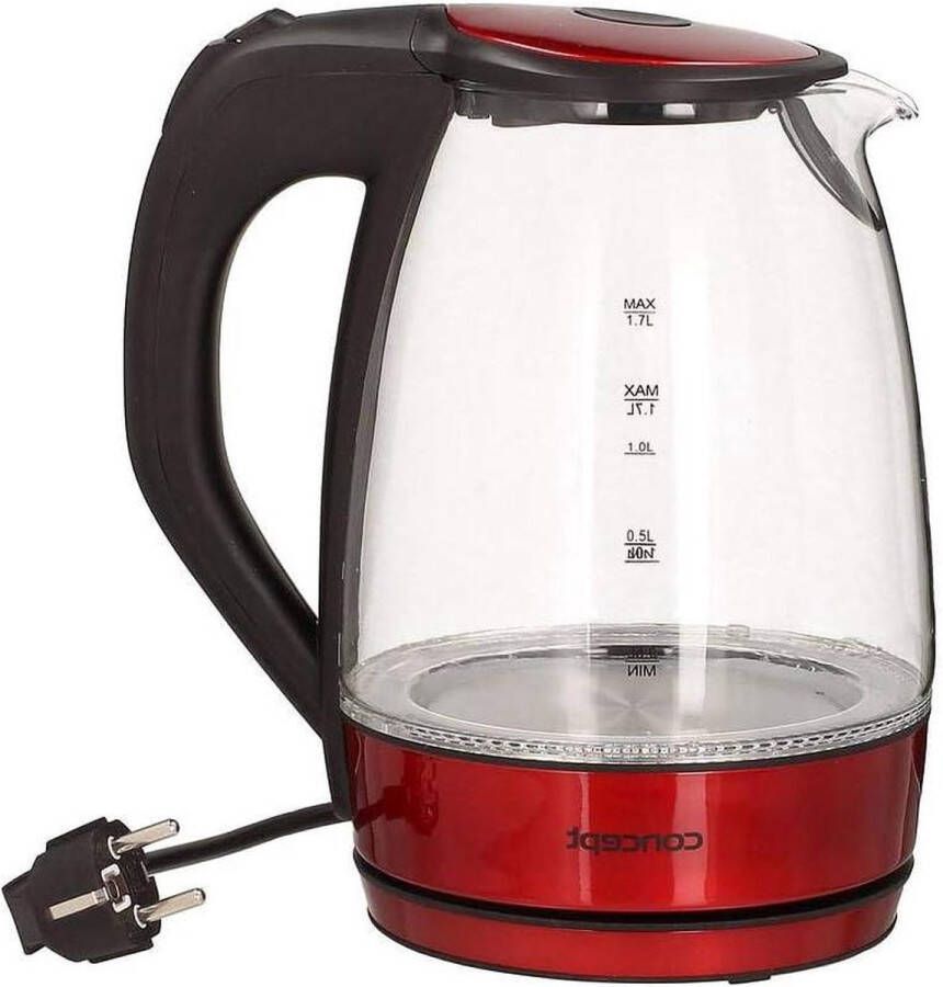 Glazen Waterkoker met LED-Verlichting 1 7 L Rood Glas 2200 W