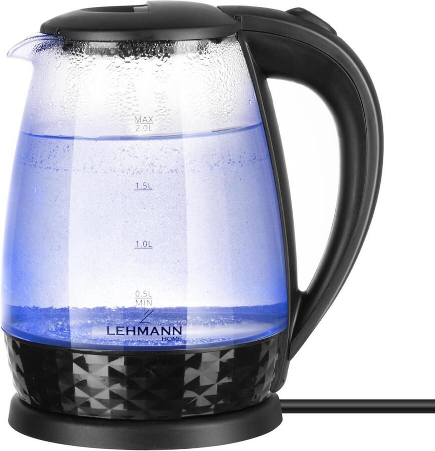 Glazen Waterkoker met LED Verlichting 2 Liter Snel Opwarmen