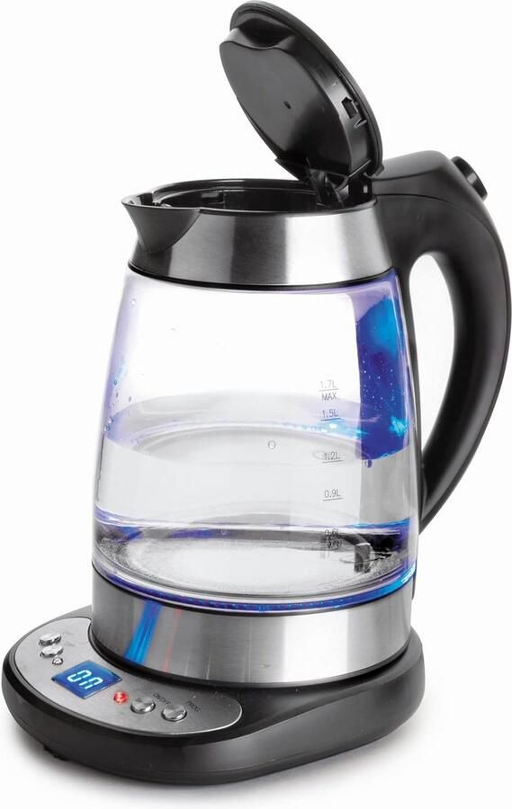 Glazen Waterkoker met RVS Element 1.7 Liter 2200W Snelkoker