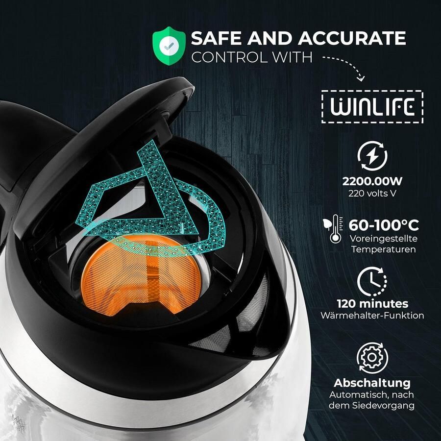 Glazen Waterkoker met Tempeatuurcontrole en Warmhoudfunctie 1.8L