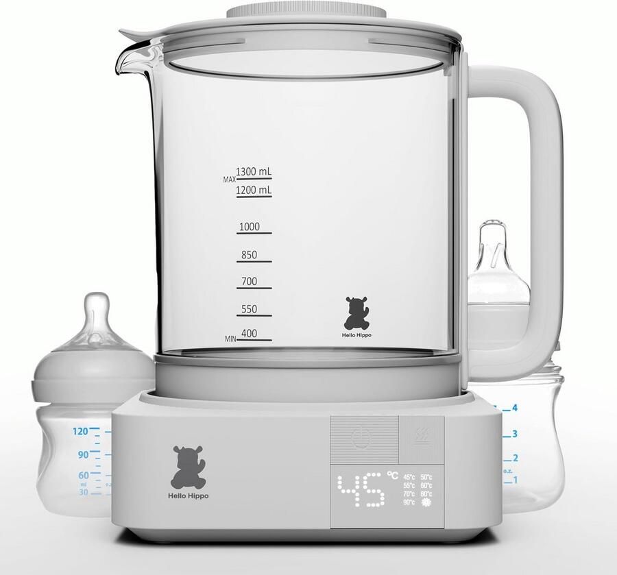 Glazen Waterkoker met Temperatuurregeling 1300ml Fleswarmer en Sterilisator