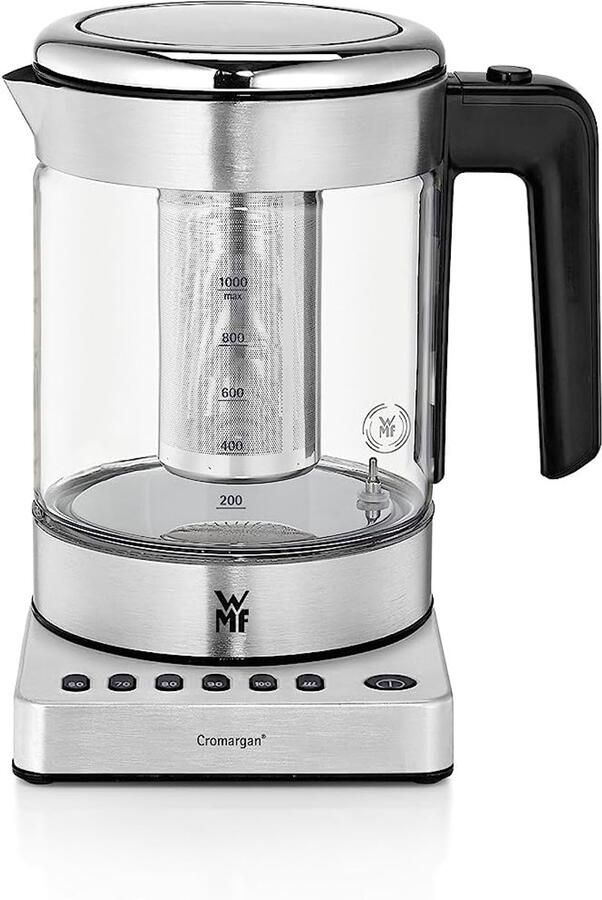 Glazen waterkoker met theefilter 1L – Temperatuurregeling 5 standen – RVS design – Hittebestendig glas – Theezetfunctie