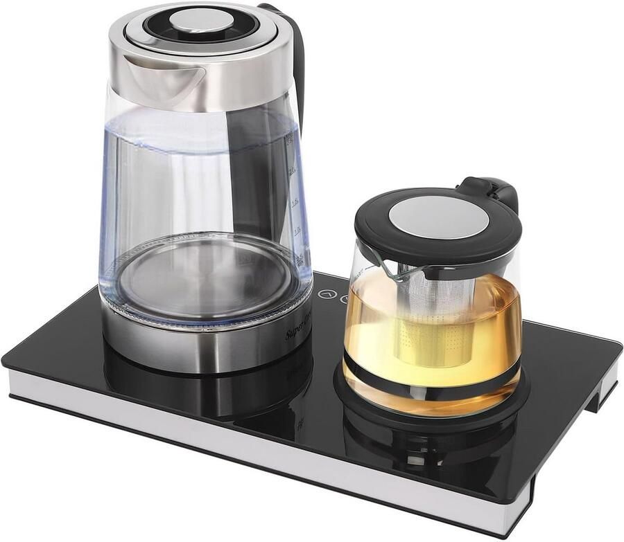 Glazen Waterkoker Set 2 5L met Theepot 1L en Temperatuurregeling