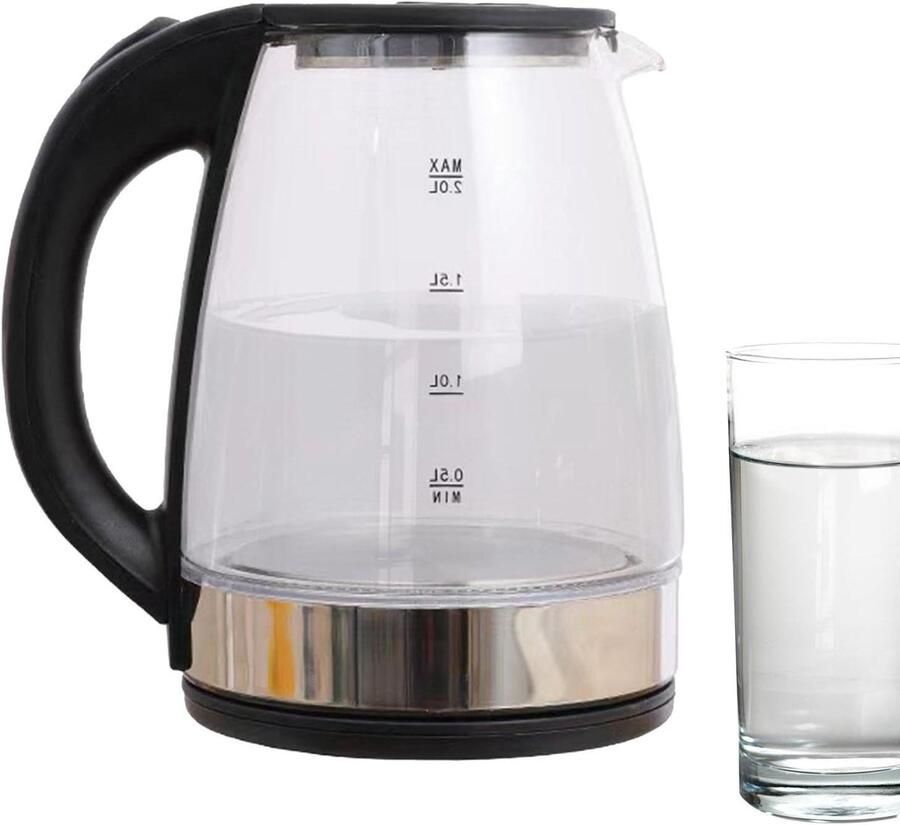 Glazen Waterkoker Stille Ketel Snel Water Koken Automatische Uitschakeling 2 Liter Capaciteit Transparant