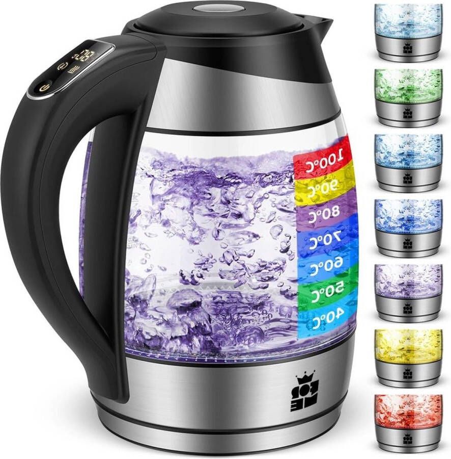 Glazen Waterkoker Temperatuurinstelling 40-100°C 18 L LED Warmhoudfunctie BPA-vrij