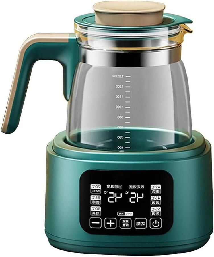 Glazen Waterkoker Temperatuurregeling Snel Water Koken 72 Uur Warm Houden 1.3 Liter Groen