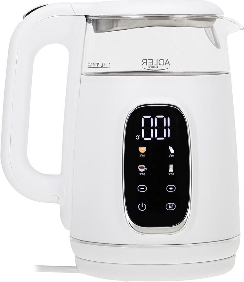 Elektrische Waterkoker Temperatuurregeling Dranken Bereiden Vijf Temperatuurprogramma's 1.7 Liter Wit Zilver