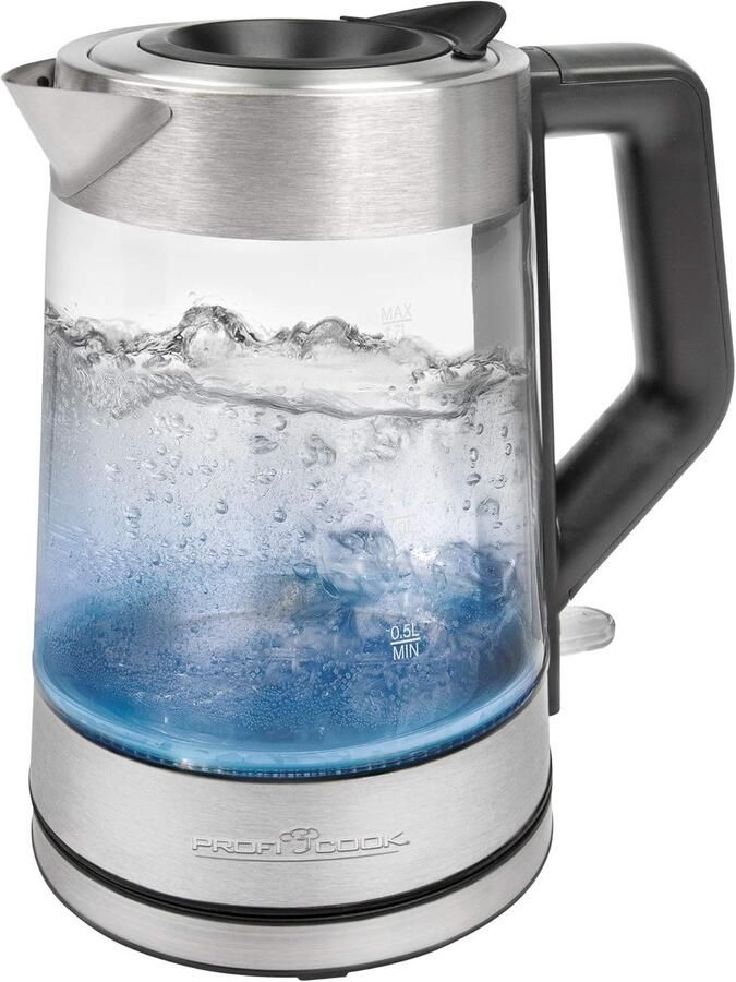 Glazen Waterkoker Thee Koker Warme Dranken Temperatuur Verlichting 1.7 Liter Zilver
