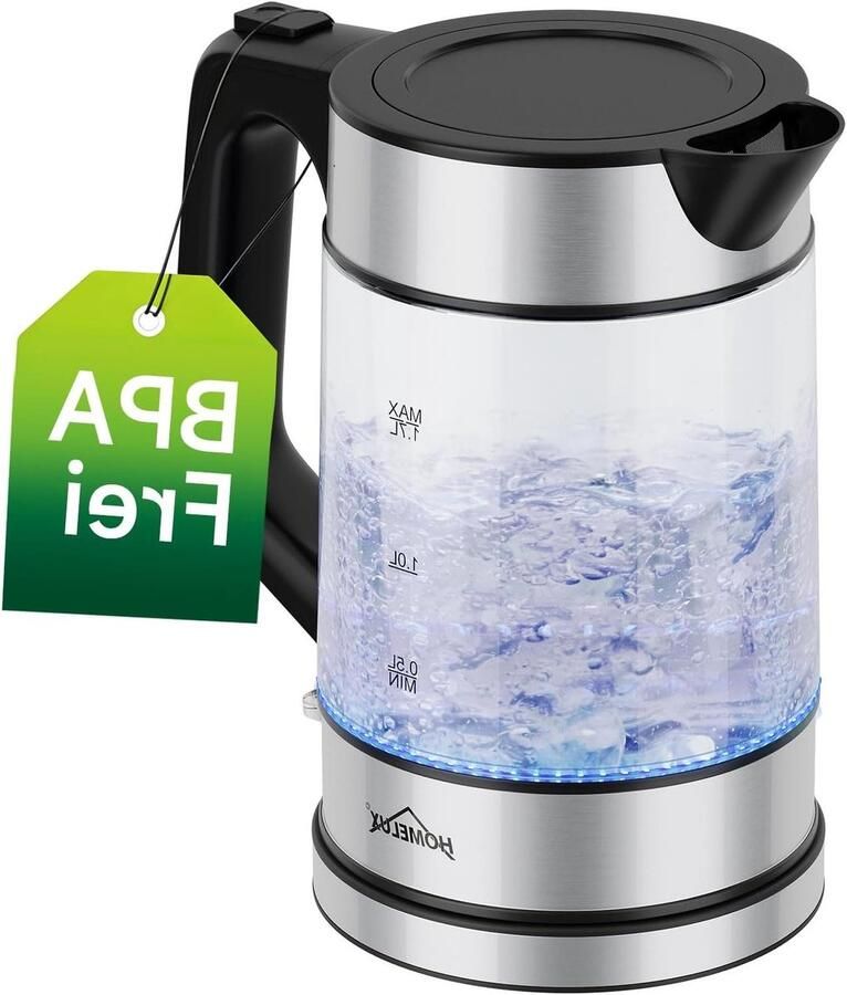 Glazen Waterkoker Thee Maker Snel Water Koken Temperatuur Instelling 17 Liter Zilver