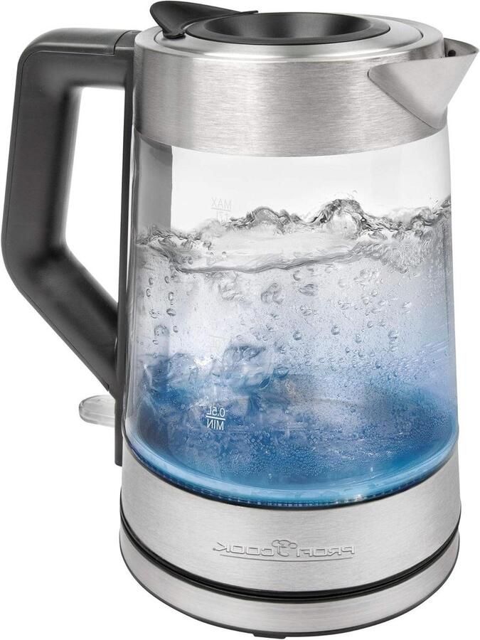 Glazen Waterkoker Thee Maker Warme Dranken Maken Temperatuur Verlichting 1.7 Liter Zilver