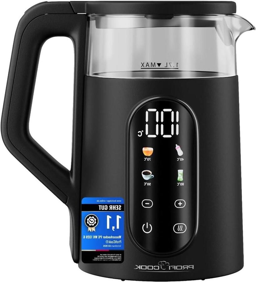 Glazen Waterkoker Thee Waterkoker Snel Water Koken Temperatuur Regeling 1.7 Liter Zwart