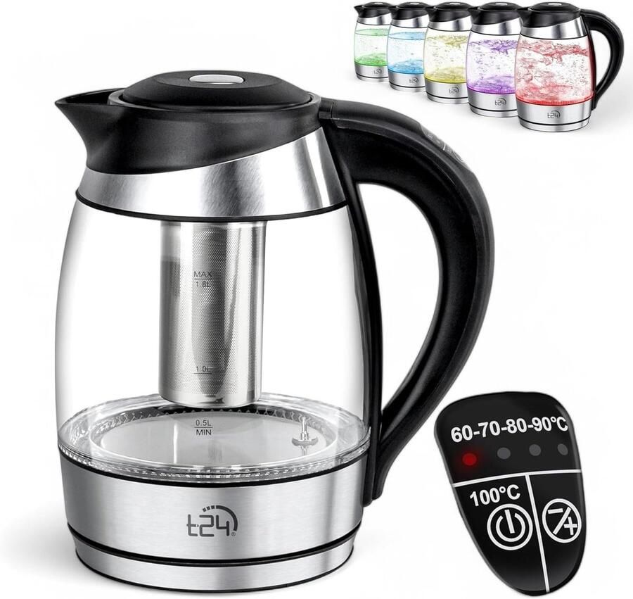 Glazen Waterkoker Thee Waterkoker Thee Zetten Water Temperatuurregeling LED 18 Liter Transparant