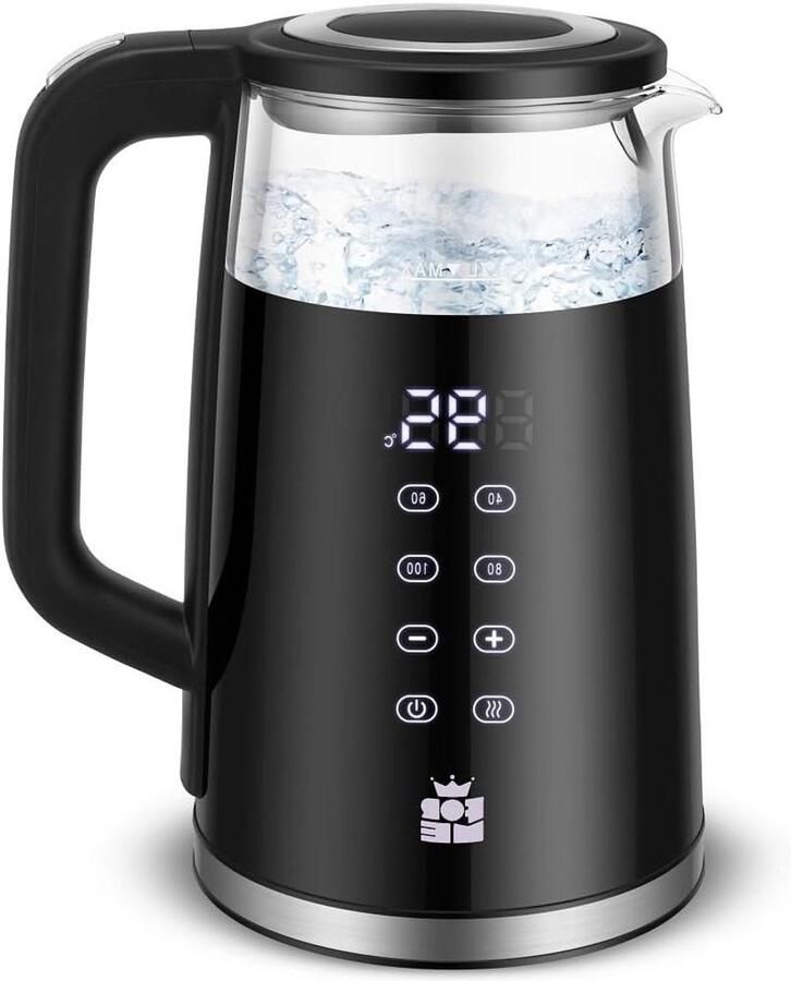 Glazen Waterkoker Theedoeken Ketel Thee Zetten Temperatuurkeuze Digitaal 17 Liter Roestvrij Staal