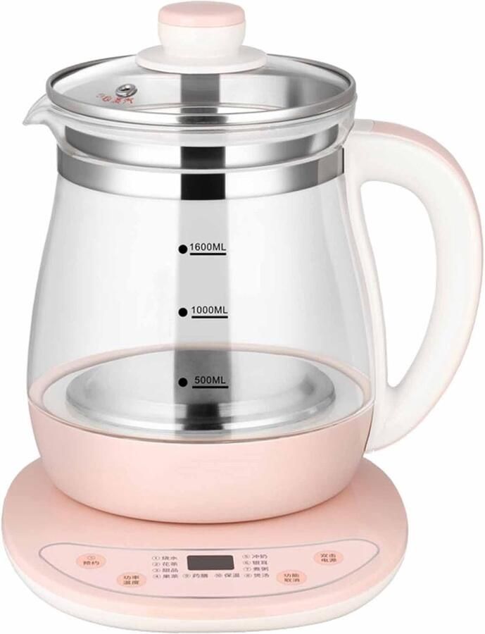 Glazen Waterkoker Theemaker Ketel Thee Zetten Automatisch Warmhouden 1.6 Liter Transparant