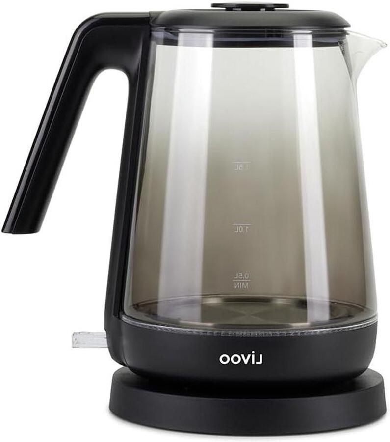 Glazen Waterkoker Theepot Elektrisch Snel Water Koken Met Blauwe Verlichting 1.7 Liter Zwart