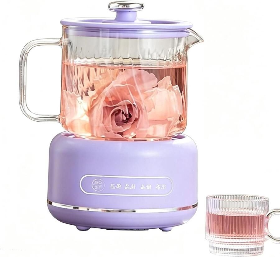 Glazen Waterkoker Theepot Kookpot Gezond Brouwen 8 Uur Warm Houden 700 ml Paars