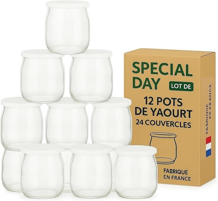 Glazen Yoghurtpot met Deksels Set van 12 Ideaal voor Yoghurtmaker en Multicooker