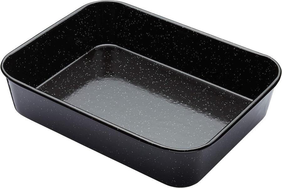Glazuur Emaille Braadpan Ovenschaal Vlees Groenten Bereiden Krasbestendig Emaille 34 x 26 x 7 cm Zwart