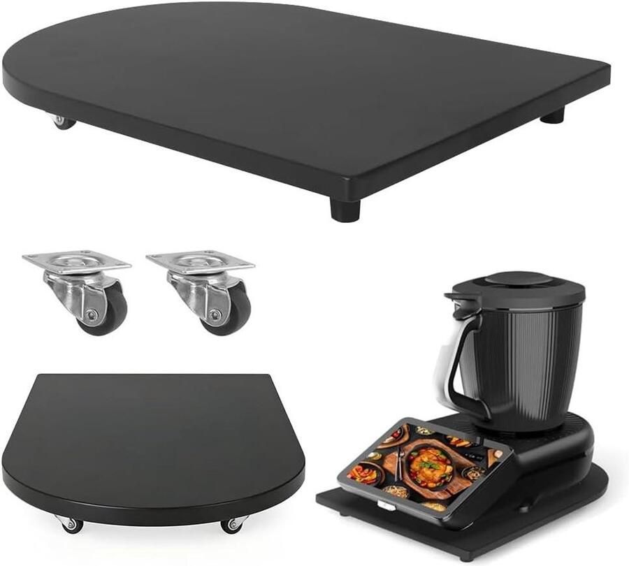 Glijplank Keukenmachine Accessoire Keukenwerk Vereenvoudigen 360° Wielen 30 x 30 cm Zwart