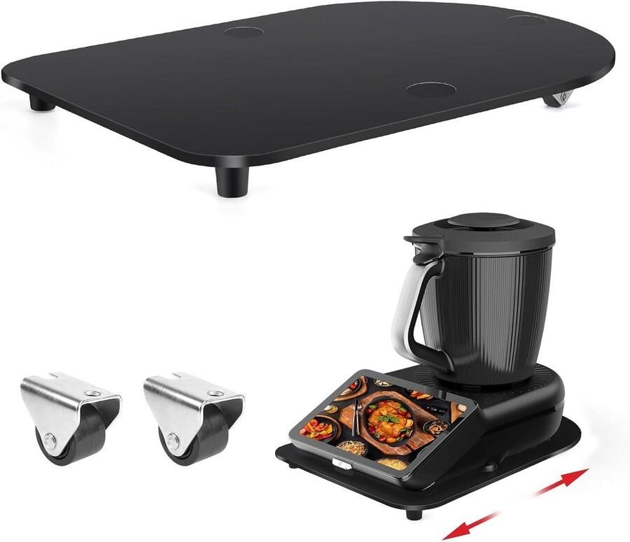 Glijplank Keukenmachine Rolplank Accessoire Apparaat Verplaatsen Met Wielen Antislip 42 cm Lengte Zwart