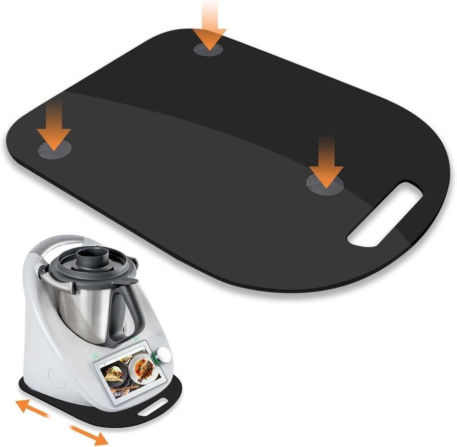 Glijplank Keukenmachine Verplaatsbord Accessoire Apparaat Verplaatsen Met Acrylwielen 38x28 cm Zwart