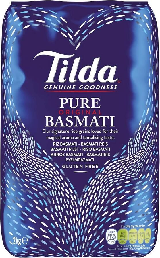 Lange Korrel Basmatirijst 2 kg Premium & Pure Rijst Veganistisch en Glutenvrij