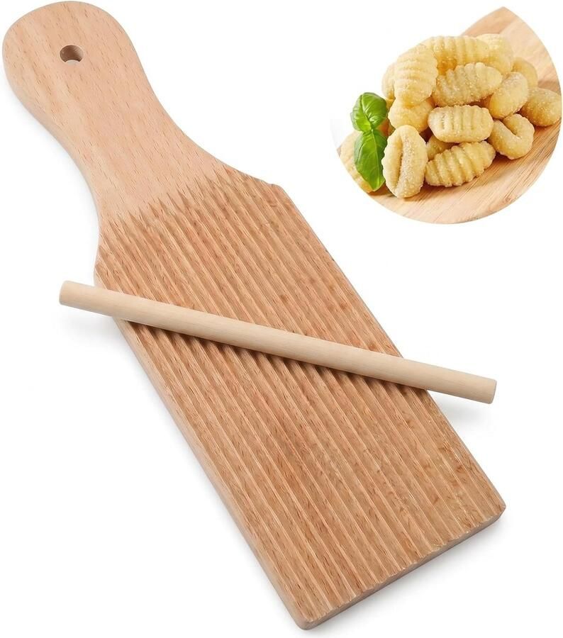 Gnocchi Board en Garganelli Stripper Set – Handgemaakt Houten Pasta Gereedschap met Diepe Groeven voor Thuis Koken en Cadeaus Perfect voor Italiaanse Gerechten en Nudel Liefhebbers
