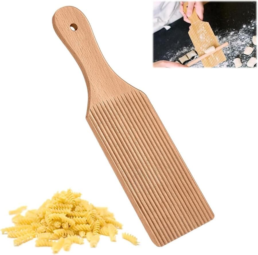 Gnocchi En Pasta Deegverwerkingsplank Met Schraper Voor Thuisbakken Natuurhouten modelageplank om handmatig gnocchi pasta en deegen te vormen zonder kleven
