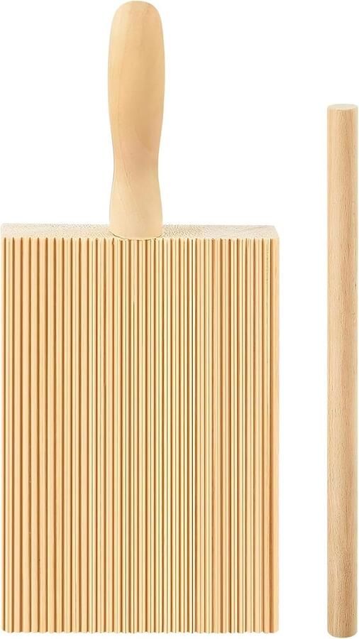 Gnocchi Plank houten pastamachine met houten stokjes beukenhout pastoebehoren accessoires macaroni planken met handvat pastabestek voor doe-het-zelf noedelvormen
