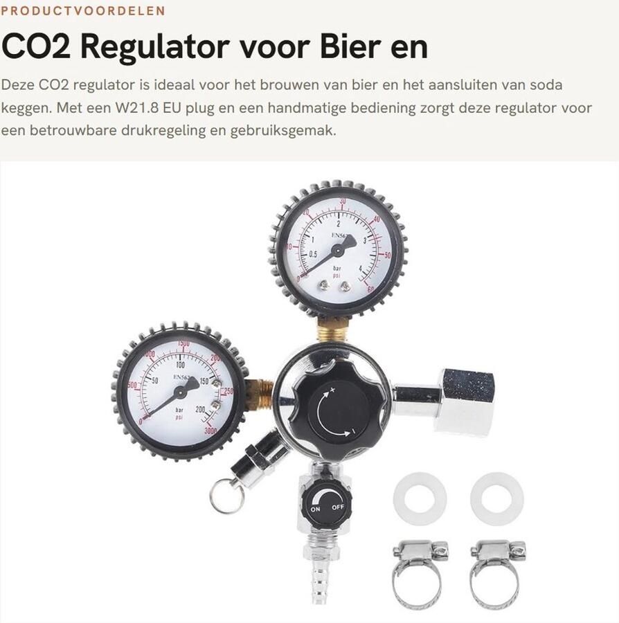 Golden crown CO2-regelaar Bierfust-regelaar Dubbele manometer Veiligheidsventiel Bier tapinstallatie accessoires Thuisbrouwer Kegerator