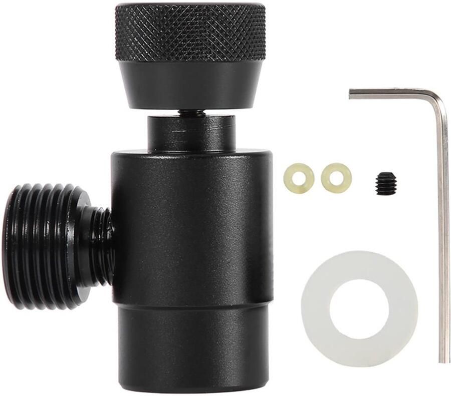 Allecto CO2 Vultank Cilinder Navulling Adapter Connector Kit Handmatige navulling Zwart Hoogwaardig metaal Geschikt voor CO2 tanks