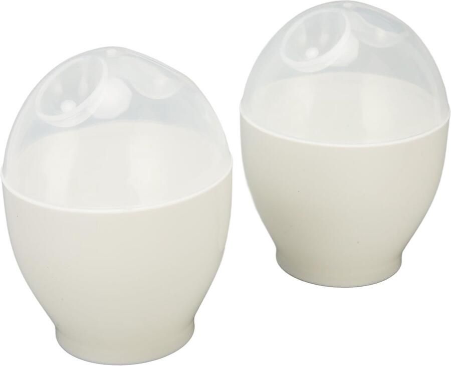 Allecto Magnetron Eierkoker 2 Stuks Voedselveilig en Milieuvriendelijk Wit Gepocheerde Eieren Keuken Koken Gereedschap Geschikt voor