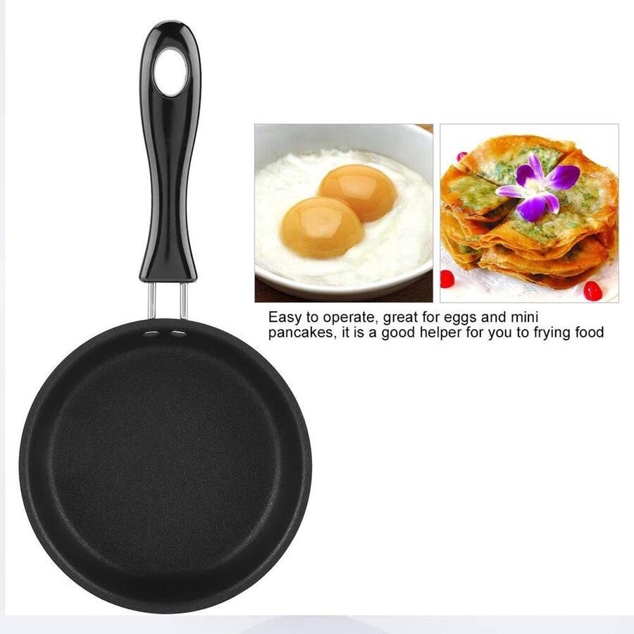 Byshayne Mini Casserole Eieren Koken Ergonomisch Ontwerp Zwart Omelette Pot Ideaal voor Kleine Maaltijden 12 cm - Foto 1