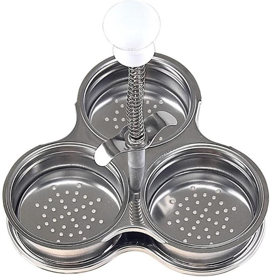 Golden crown RVS Eierkoker Perfecte Gepocheerde Eieren Stoommandje voor Eieren Kookaccessoire Eieren Koken Voor 3 Eieren Compact Ontwerp