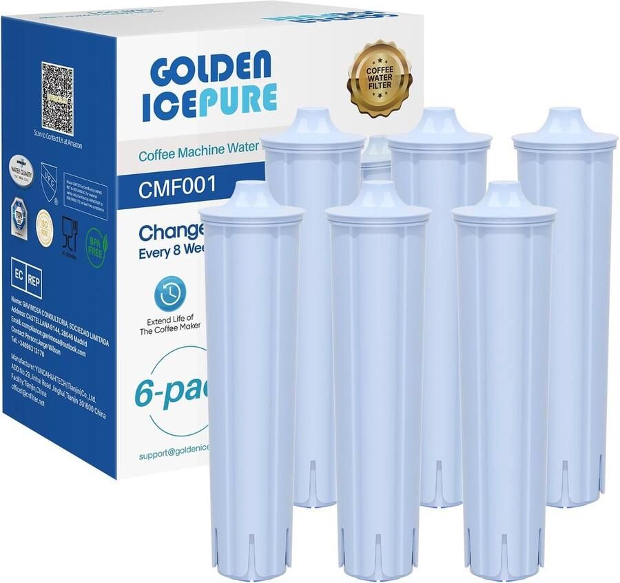 GOLDEN ICEPURE Vervangende waterfilter voor Jura Blue koffiemachines compatibel met de IMPRESSA- ENA- en GIGA-serie Jura-modellen 71312 Blue 71311 67007 6 stuks
