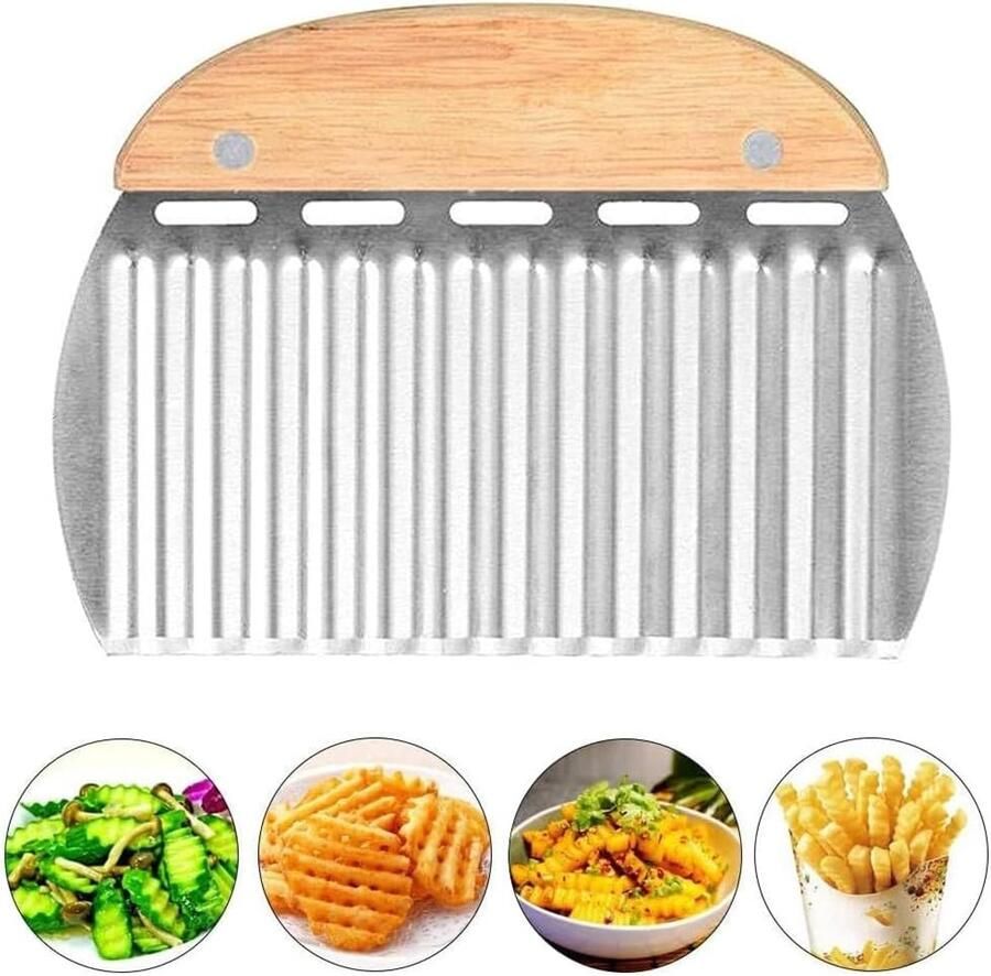 Golfsnijder van roestvrij staal golfmes aardappelsnijder voor aardappelen crinkle friet en fruit groentemes met gegolfde rand voor groenten aardappelen uien