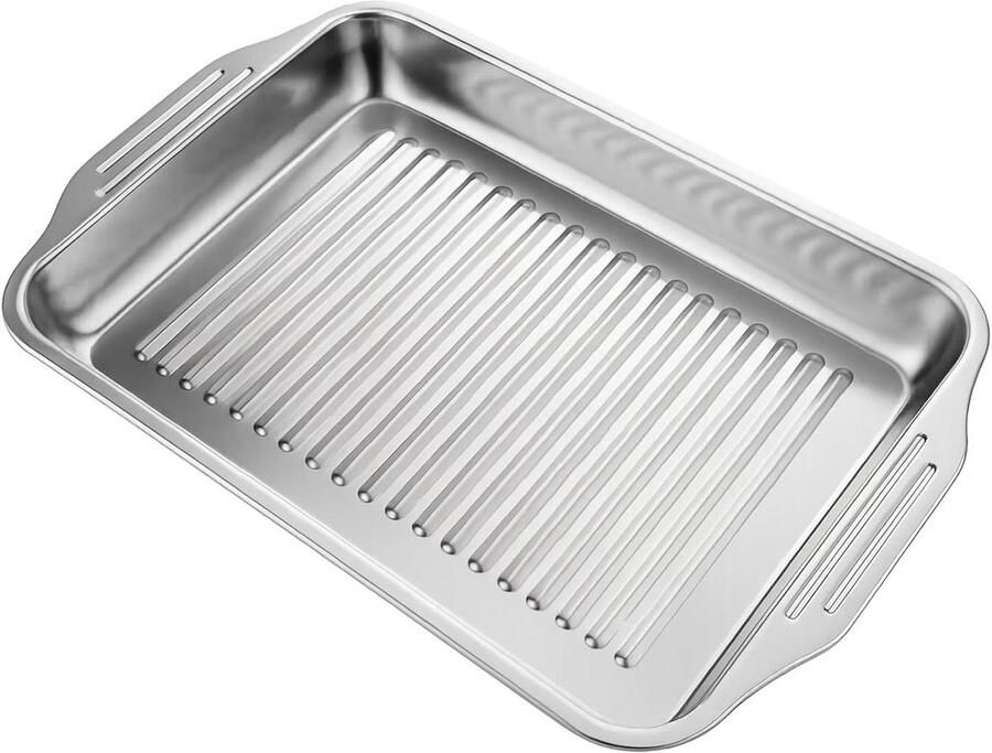 Golfvormige Bakplaat Braadslede Ovenschaal Oven Gebruik Roestvrij Staal 36 x 27 cm Zilverkleurig
