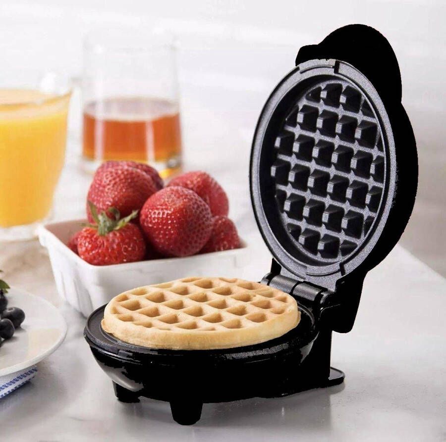 Goodware Mini Wafelijzer Wafelmaker Non-Stick Mini Waffle Maker Zwart - Foto 1