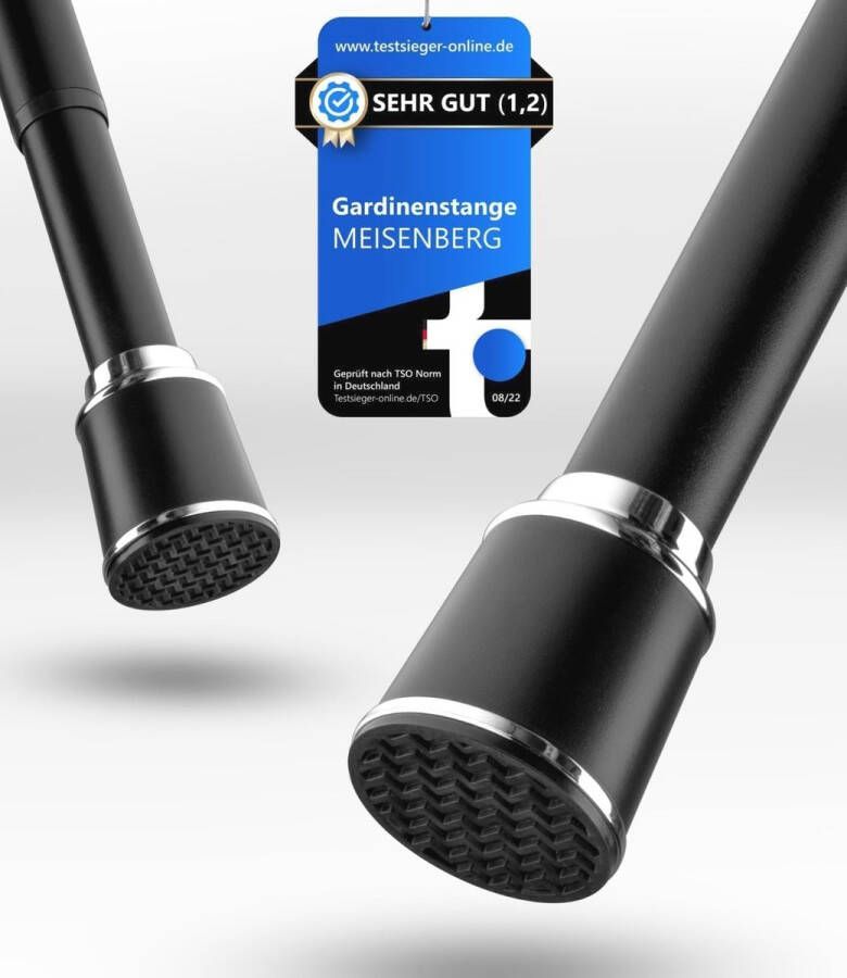 Gordijnroede zonder boren 87-120 cm Telescoopstang voor Badkamer en Slaapkamer Zwart Ø32 mm Roestvrij Staal