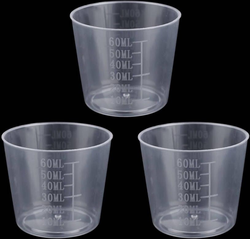 Gosknor 3 Stuks Rijstmaatbekers 60ml Transparant Plastic Kleine Wasbeker voor Rijstkoker Vervanging voor het Meten van Droge en Vloeibare Ingrediënten Keukengadgets