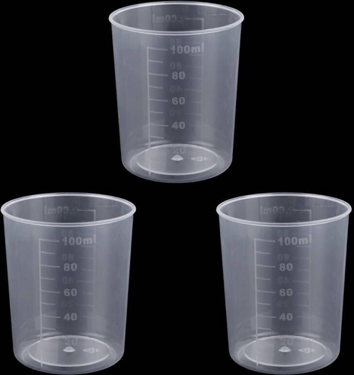 Gosknor 3 Stuks Rijstmaatbekers voor Rijstkoker 100ml Transparant Plastic Wasbeker voor Keuken Droge en Vloeibare Ingrediënten Meten
