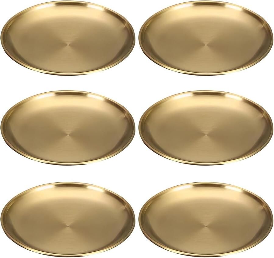 Gouden Borden Metalen Gerechten Buiten Dineren Roestvrij Staal 25 cm Goudkleurig